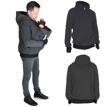Daddy Men Baby Carrier Jacket Autumn Winter Maternity Clothes Kangaroo Warm Hoodies Outerwear Coat Father Carry Baby Sweatshirt