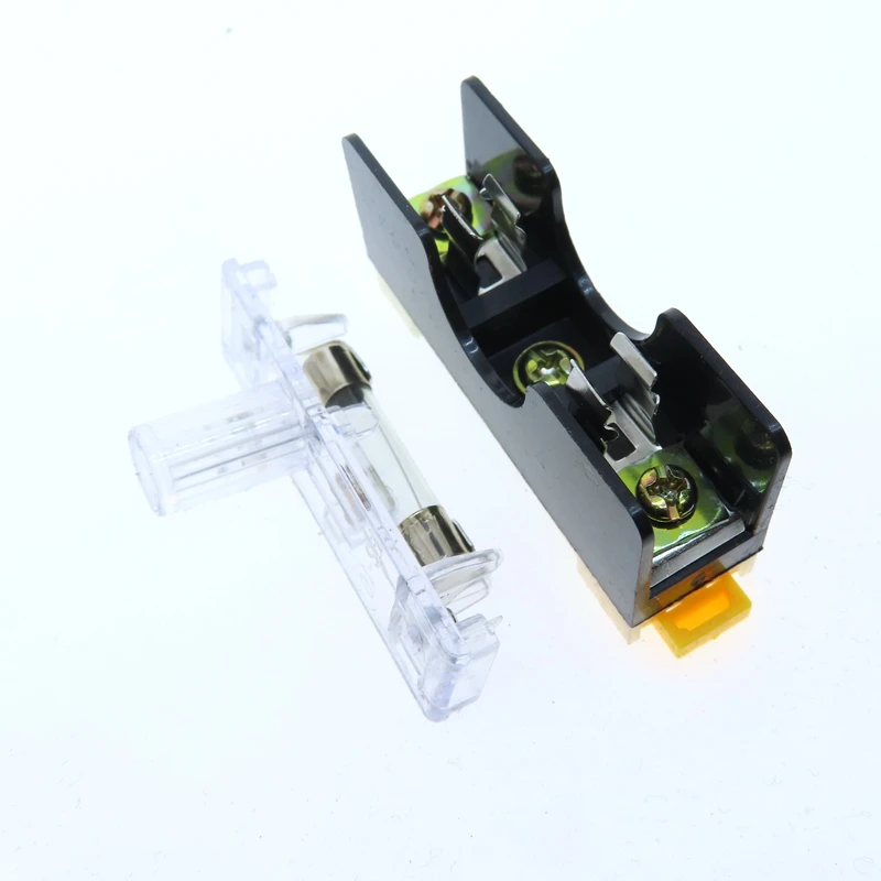 Glass Fuse 1pcs FS-101 Din Rail Mount Single Pole 6X30mm Fuse Holder Glass fuse 6*30 tube fuse casing WITH 10A FUSE