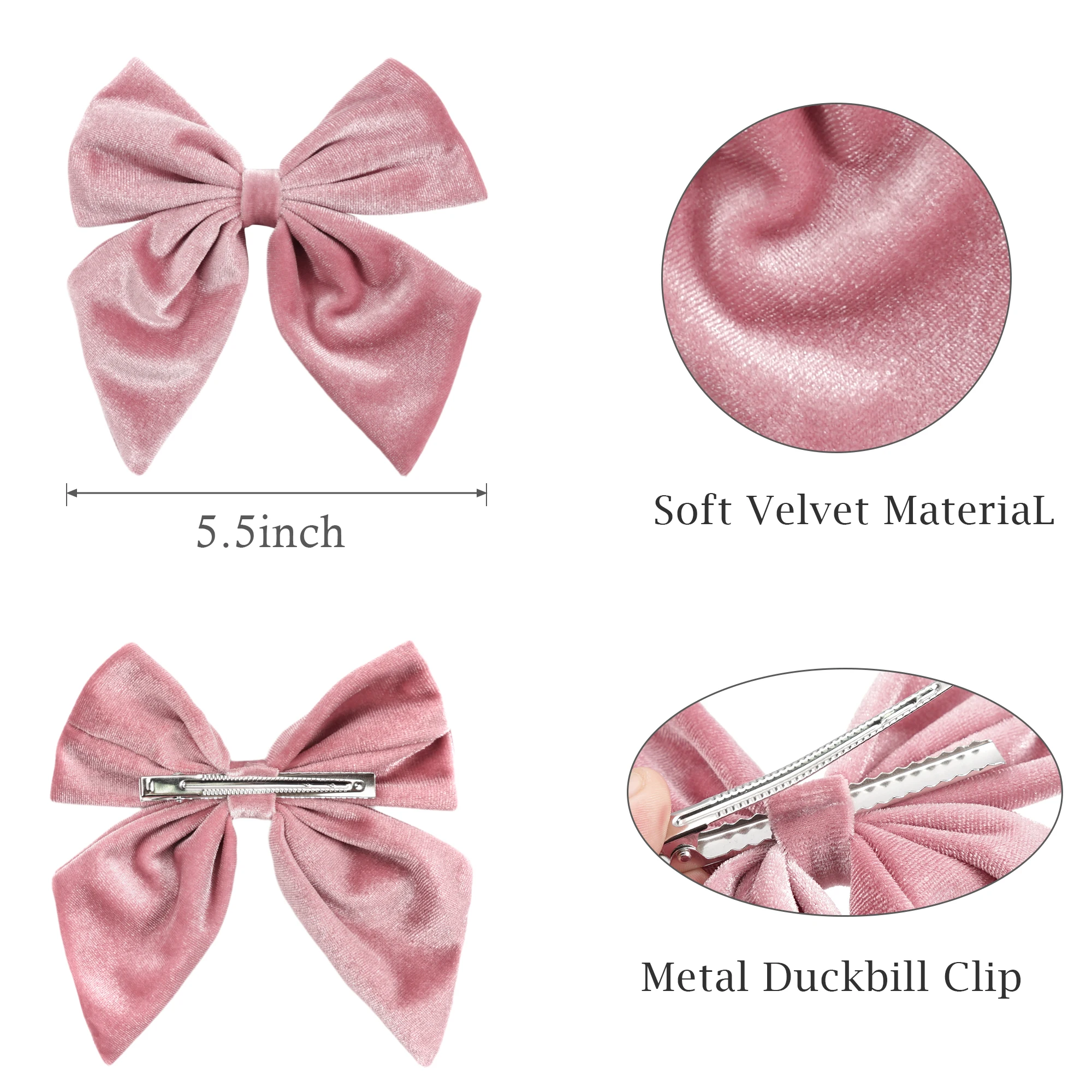 3 Stück 6 Zoll Große Samt-Haarschleifen Samt-Haarspangen Französische Haarklammern Vintage-Accessoires für Teenager Mädchen Frauen – Detail 3
