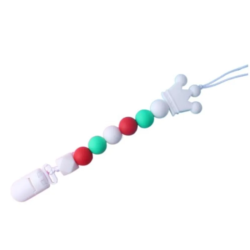 

Crown Silicone Teething Beads Baby Pacifier Clips Dummy Holder Chain