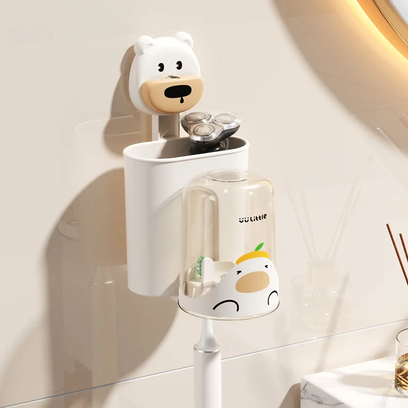 1PC Kawaii Bathroom Toothbrush Hooks Animal Cartoon Children Brush Teeth Storage Holders Punch-Free Wall Hook Toothpaste Shelves toothbrush holder wall mounted storage hook