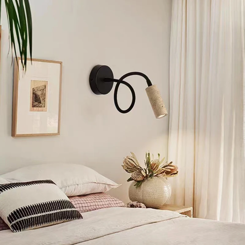 

Natural Stone Wall Lamp Bedroom Reading Lighting Fixtures Adjustable Angle Dropshipping Modern Small Sconce