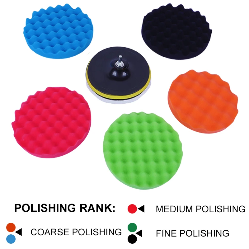 3/4/5/6/7in Car Polishing Disc 8Pcs Self-Adhesive Waxing Sponge Wool Car Detailing Polishing Sponge