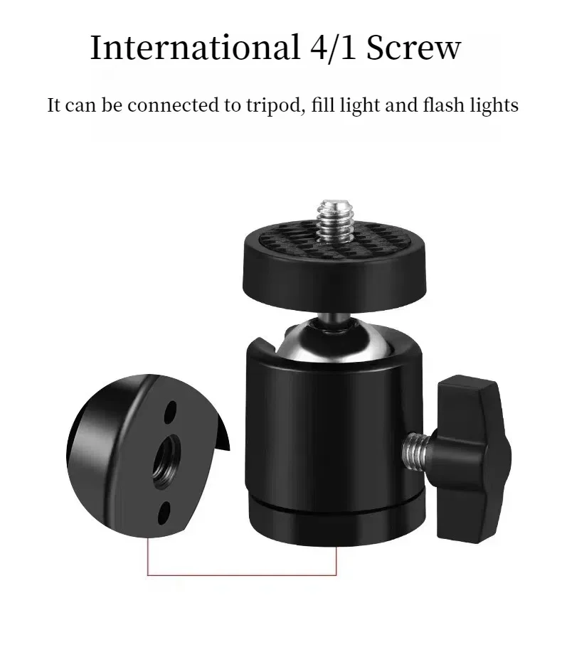 1/4" Swivel Mini Ball Head Screw Tripod Mount for GoPro 12 11 10 9 Insta360 X3 DSLR Camera Camcorder Light Bracket Accessories