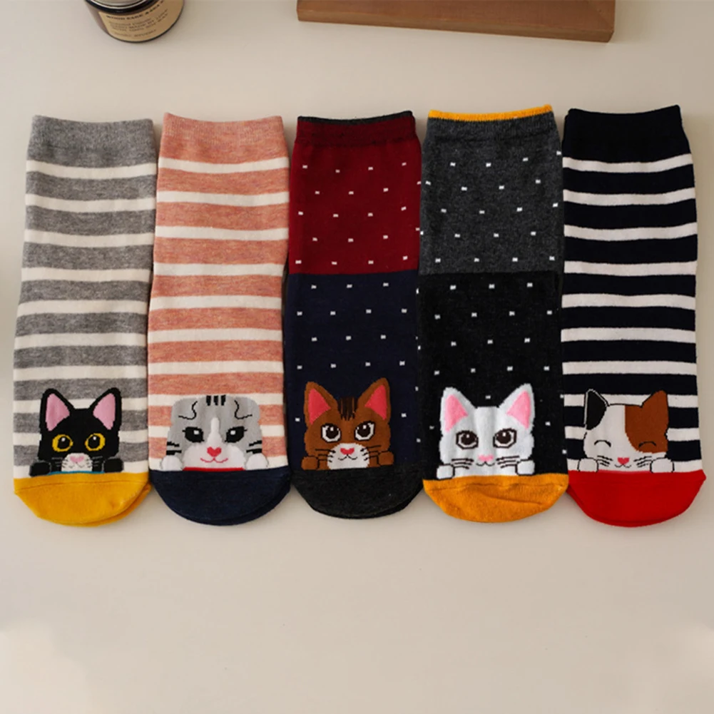 Women Socks Animal Pattern Cotton Colorful Funny Sweat Wicking Soft Comfortable Casual 5/10 Pairs