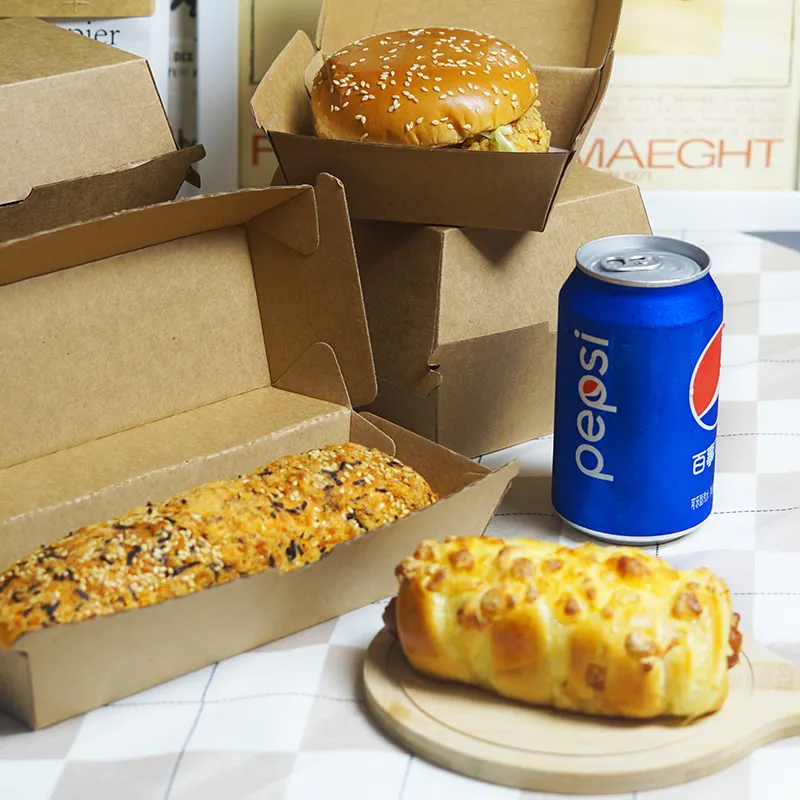 Food-Grade Thickened Corrugated Paper Hamburger and Hot Dog Boxes, Disposable Takeout L... - SKU FCPB1738 - UGI Packaging