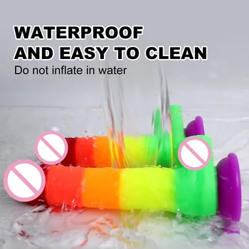 Rainbow Penis Men's Huge Dildos Silicone Vagina For Woman Dick Artificial Stimulating Phallus Sex Toy Adult Massage Masturbator 6