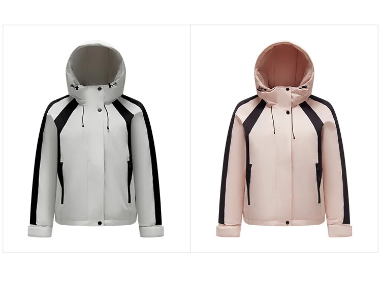 Down Jacket Women Contrast Color Patchwork Trendy and Cool Popular Garment Spring Three-Proof Loose Hooded Outerwear