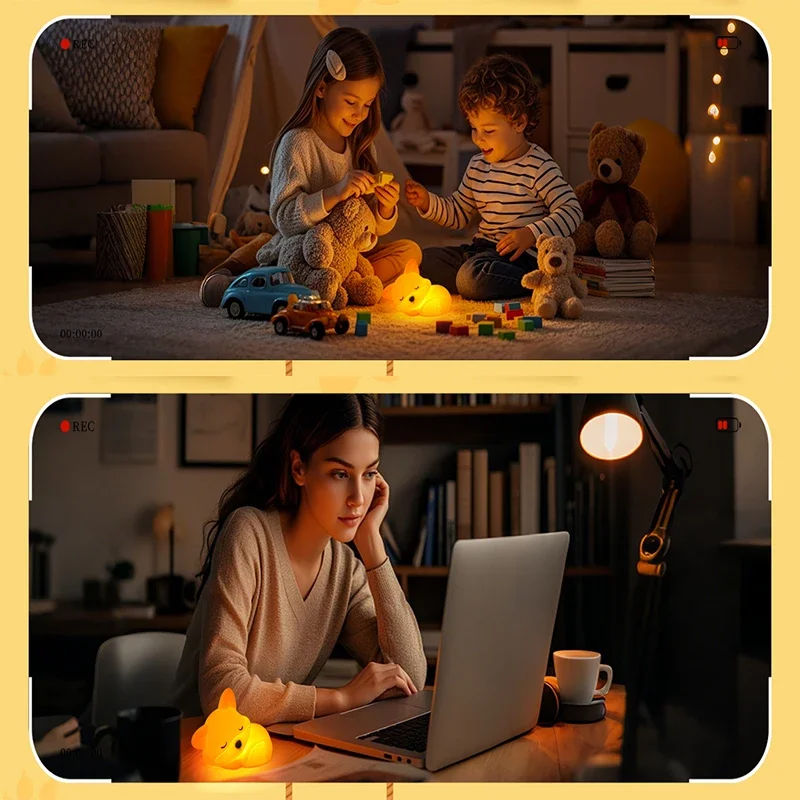 Fox Night Light, Cute Silicone Nightlight Gifts for Kids, Animal Lights with Touch Control, Timer and USB Rechargeable