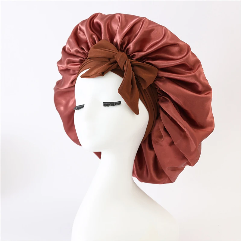 Cofano In Seta Per Capelli Ricci E Trecce | Doppio Strato Regolabile Fino A 31,8 Cm | Bianco