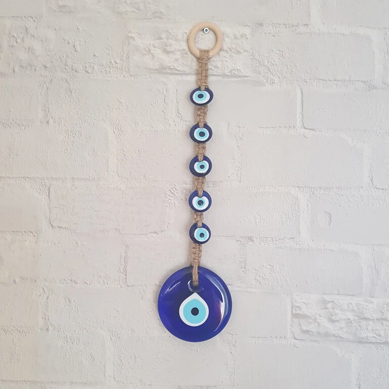 Evil Eye Wall Hanging Lucky Eye Glass Evil Eye Gifts Turkish Eye Nazar House Protection Macrame Decor Rearview Mirror Pendant 5