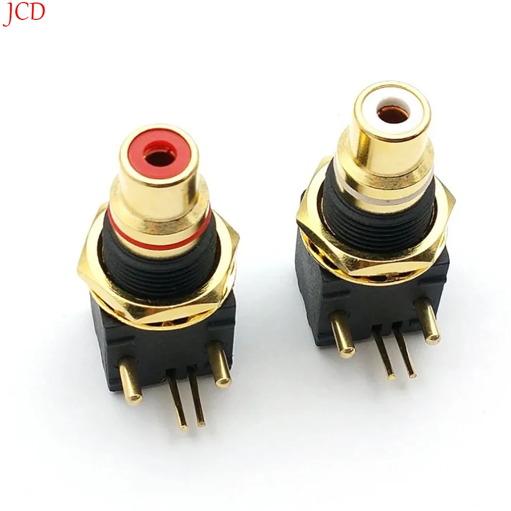 Cobre Banhado a Ouro Rca Terminal Fêmea Jack Pcb Soquete Conector Áudio Terminal Plug 90 Graus de Solda Vermelho Branco Pcs