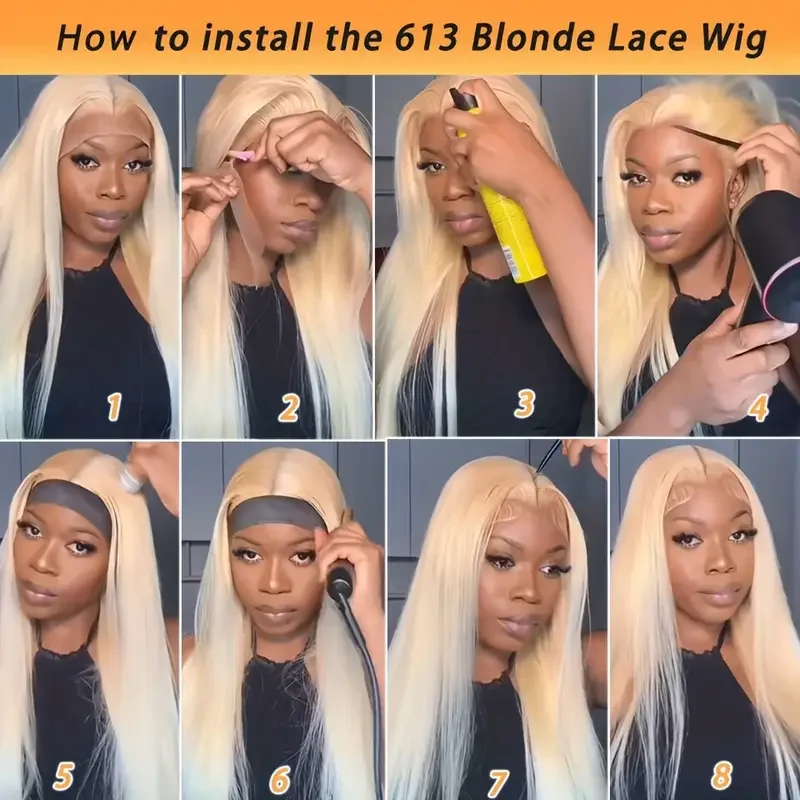 40Inch Straight Blonde 613 Blonde Human Hair Lace Frontal Wig 13x6 Transparent Blonde Lace Front Wigs Pre Plucked Human Hair Wig 5