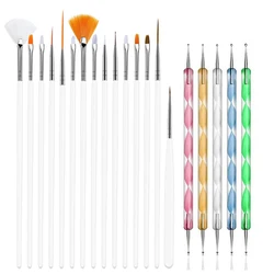Professional Nail Art Manicure Brush Set & Accessories Kit (White20)