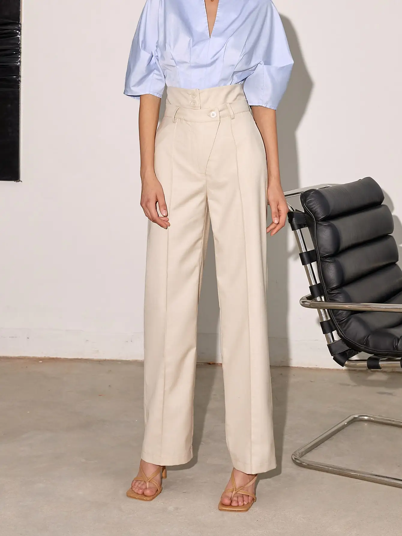 STATEMENT CLOTHING | ﻿SOLID COLOR WIDE LEG PANTS WP-100-EGGPLANT main image 1