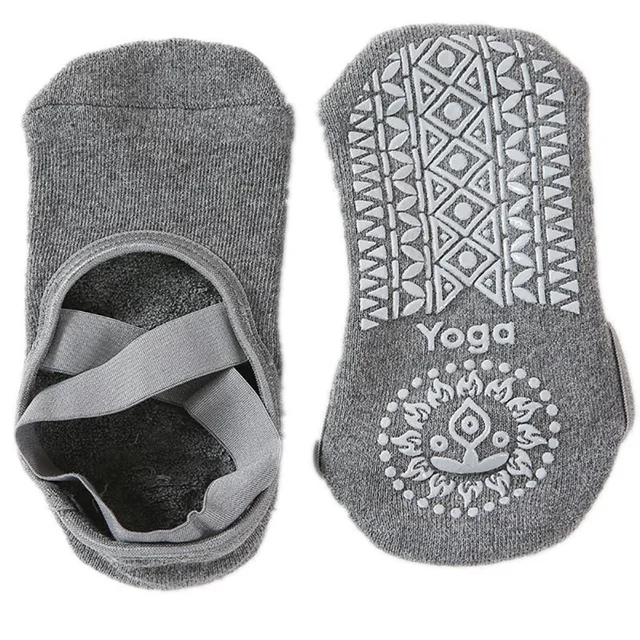 Calcetines Yoga Gris Jaspeado 5 Dedos Antideslizantes