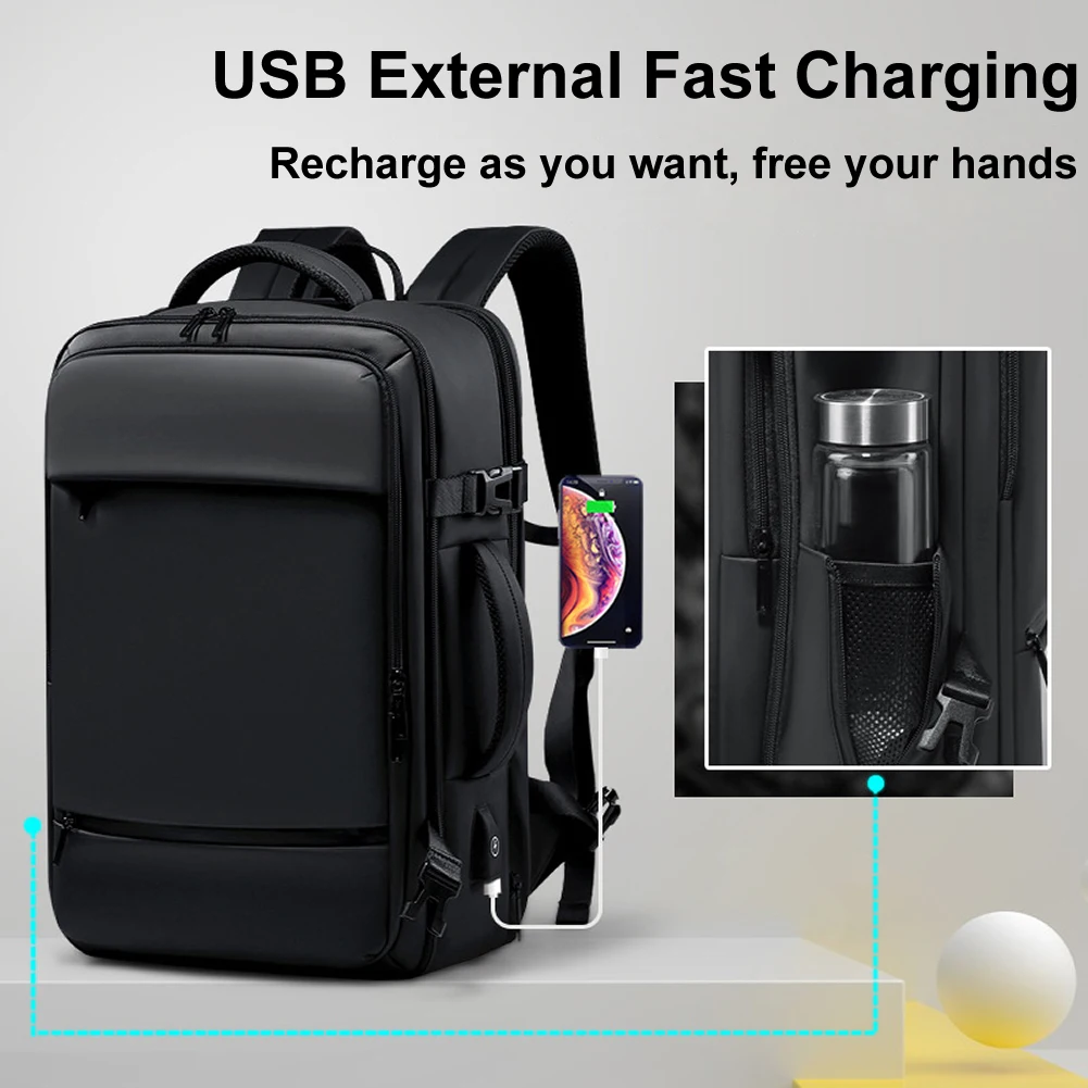 GNWXY Fashion Men Waterproof Backpack Expandable Weekend Work Business Travel Luggage Bags Large Capacity Boy Laptop Backpacks