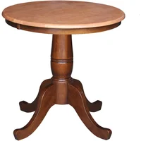 30 Inch Round Solid Wood Dining Table Pedestal Style Butcher Block Design Easy Assembly Residential Use 2