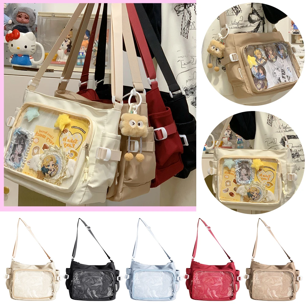 Japanese Ita Bag JK Shoulder Purse with Clear Window Cartoon kawaii Book Bag Trendy Transparent Crossbody Bags Lolita Handbag