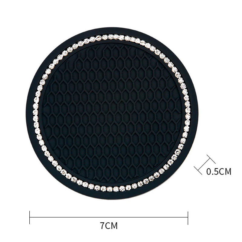 Cup Holder Coasters Car Coaster Pads Car Non-slip Water Cup Pad Diamond Rhinestone Decor For Car Bottle Holder Coaster Auto Interior Decoration Accessories 1/2Pcs