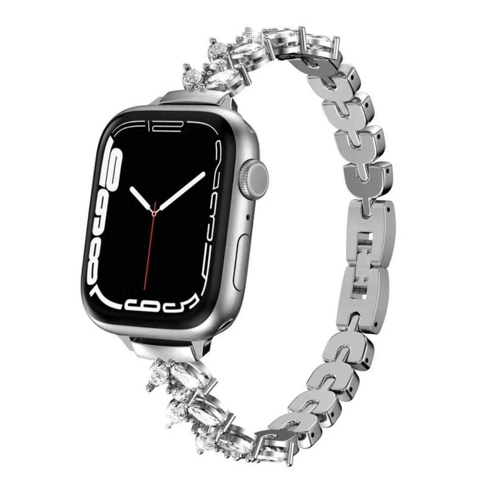 Slim Metal Strap For Apple Watch Band 44mm 45mmm 49mm 42mm 41mm 40mm 38mm Diamond Bracelet iWatch Series Ultra 8 7 6 5 4 3 2 SE