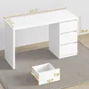White Desk with Drawers, 47'' W Home Office Computer Desk Gaming Table, Modern Vanity Desk with Storage, Wood Writing Workstati 3