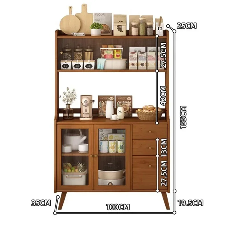 *zKitchen Large Bar Decorated Sideboard Transparent et Brown Locker Room Cabinet Drawers Display Cajonera Bedroom Furniture