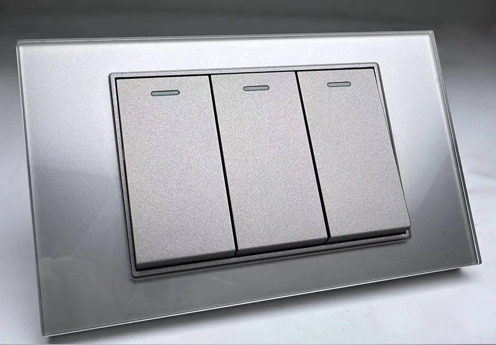 Vidro Cinza Temperado, 3Gang, 4x2, 10A, 20A, 118x74mm