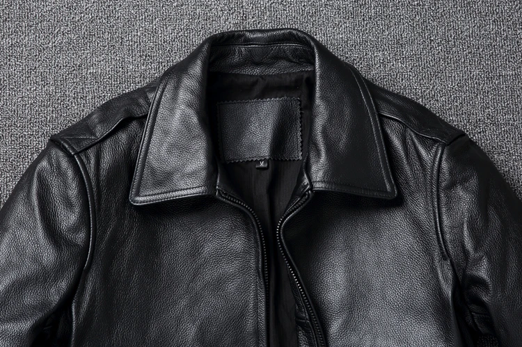 Description Picture 5 of itemBlack Genuine Leather Jacket Men Real Cow Skin Coat Classic Flight A2 Jackets Men Leather Jacket Aviator Coats Autumn