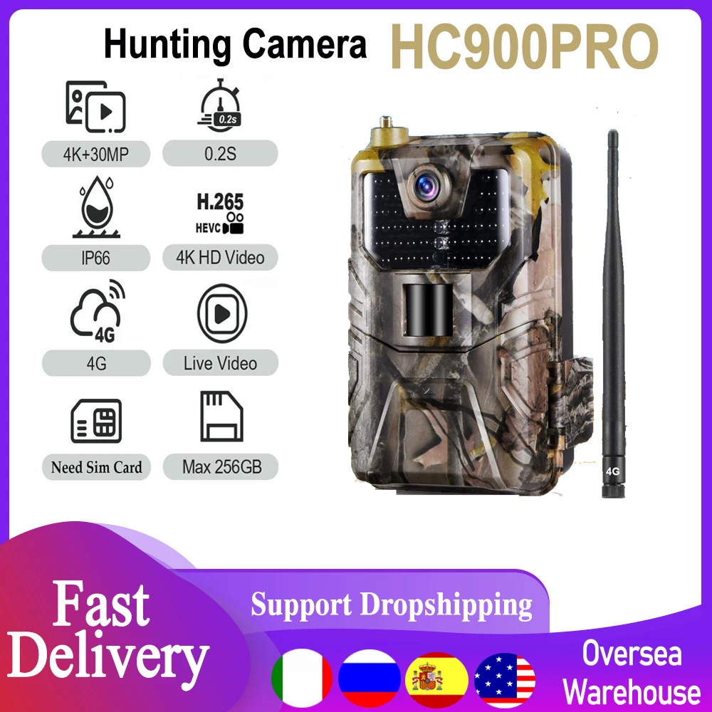 HC900PRO охотничья тропа камера Live Broadca APP 4K ночного видения s облачный сервис 4G