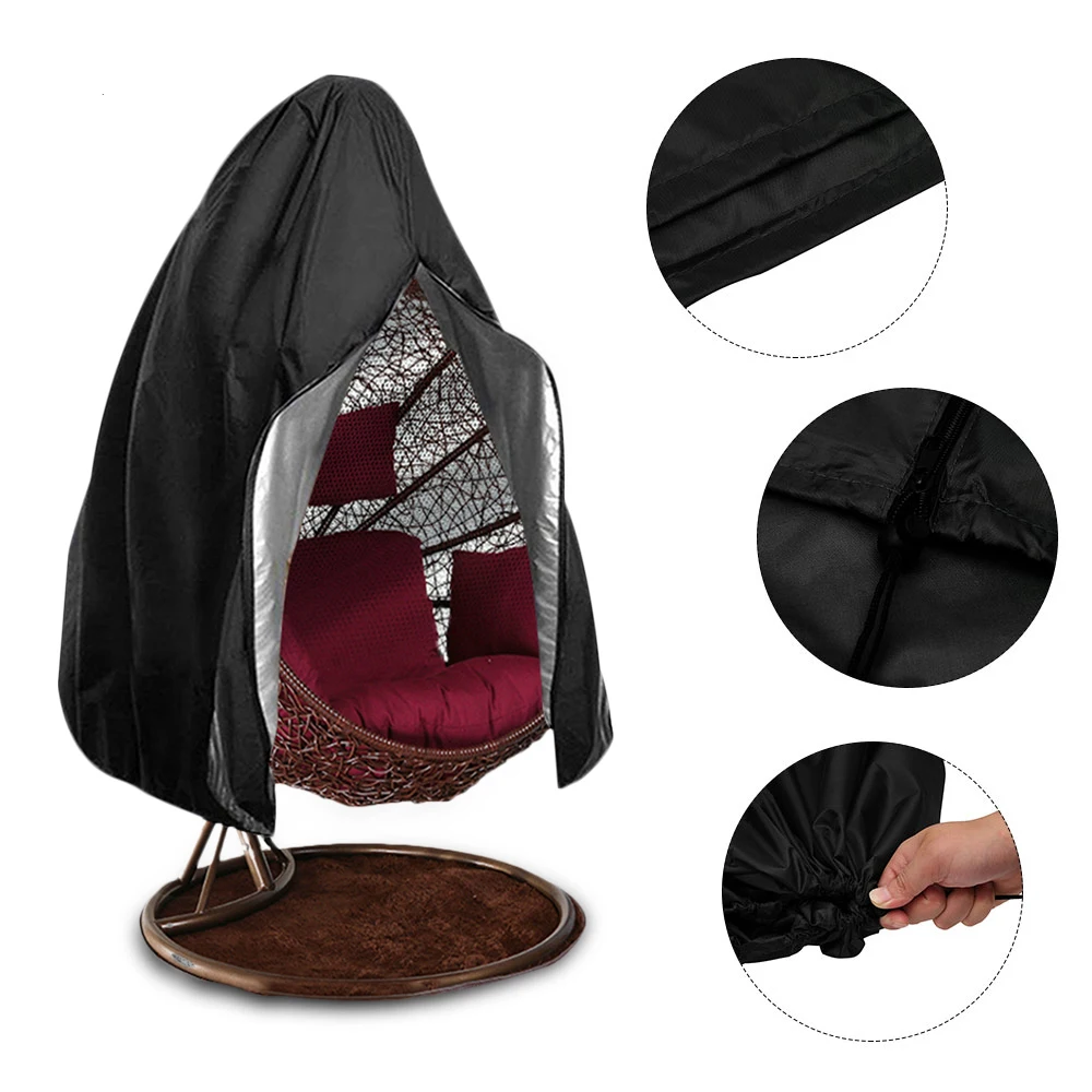 Egg Chair Cover Furniture Protector  Waterproof with Zipper Against Rain Rust Durable Anti-UV Windproof Hanging Swing for Garden