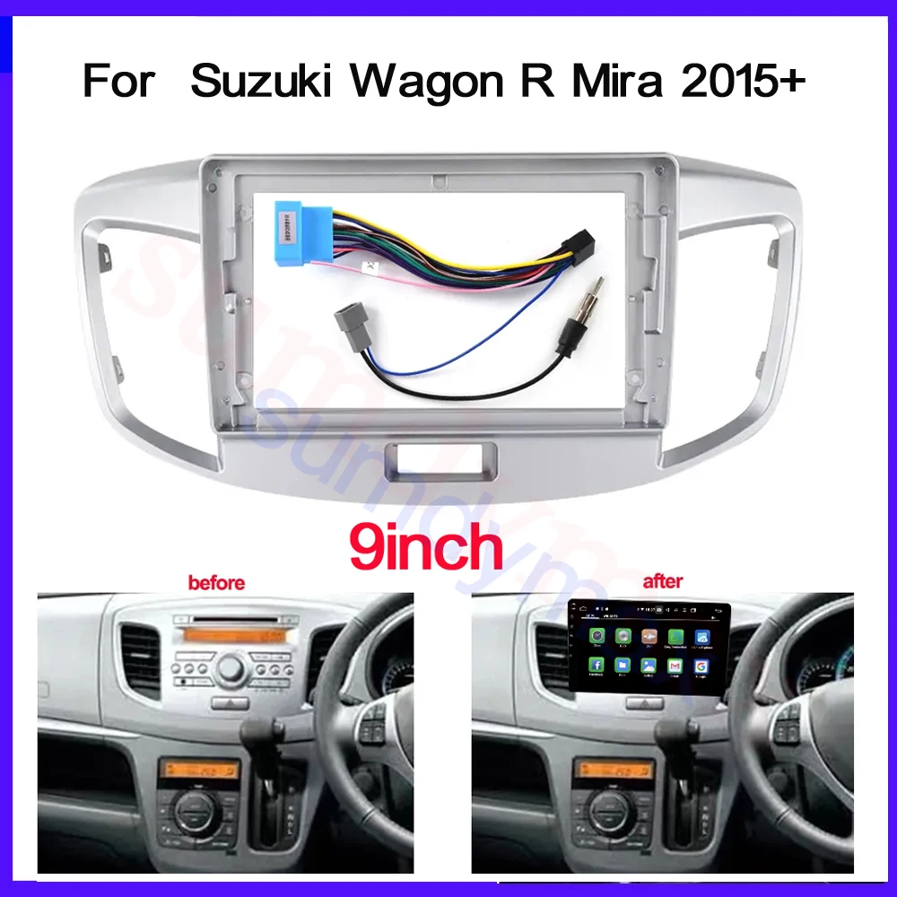 2 Din 9 Pollici Autoradio Dvd Gps Mp5 Cornice Del Pannello Della Fascia In Plastica Per Suzuki Wagon R Mira 2015-2019 Kit Di Montaggio Sul Cruscotto