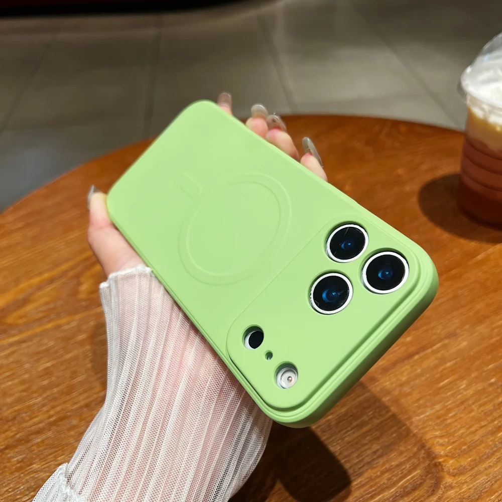 Luxury Soft Liquid Silicone Magnetic Solid Color Matte Slim Phone Case