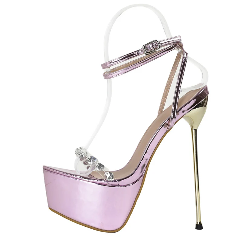 Liyke Purple Platform High Heels Transparent Sandals - Sexy Open Toe Wedding Shoes