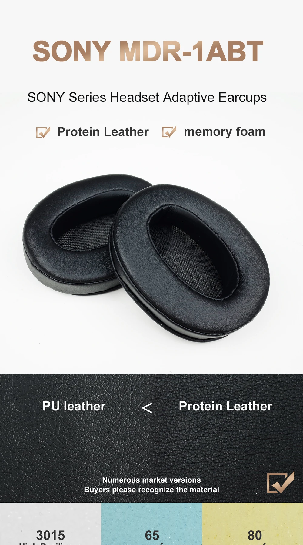Earpads with SONY MDR-1ABT Protein leather Memory foam Ear Pads Cushions Replacement Over-Ear Headphones Soft Pro