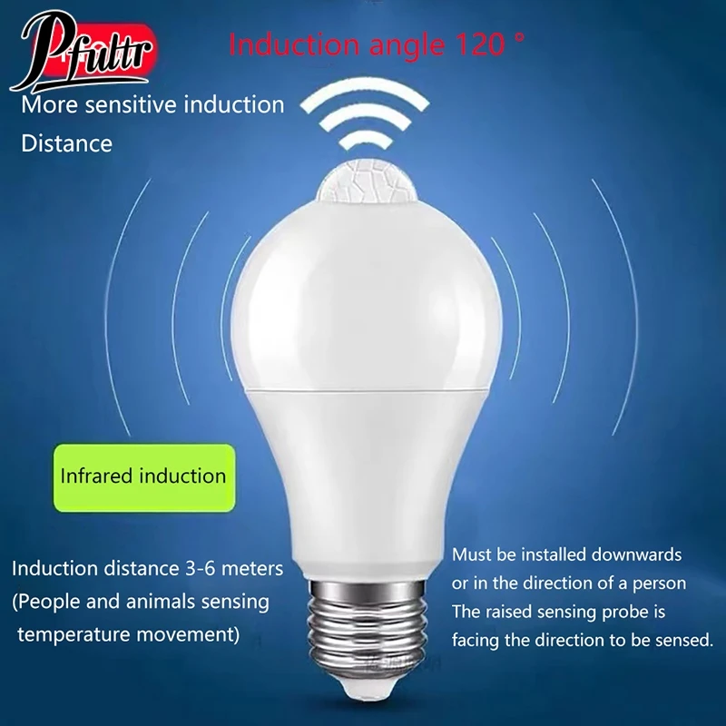 Motion Sensor LED Night Light 1Pcs E27 PIR Motion Sensor Lamp 5W 9W 15W
