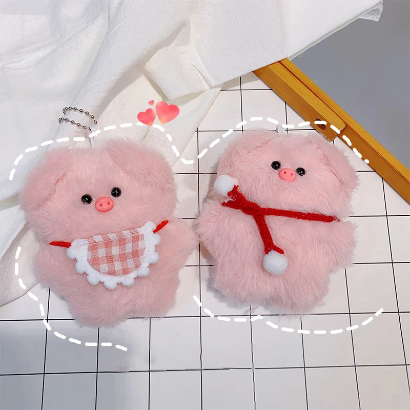 

Pink Pig Plush Doll Creative Keychain Fluffy Soft Stuffed Sweet Girl Cartoon Dolls Keyring Cute Backpack Pendant Decoration Gift