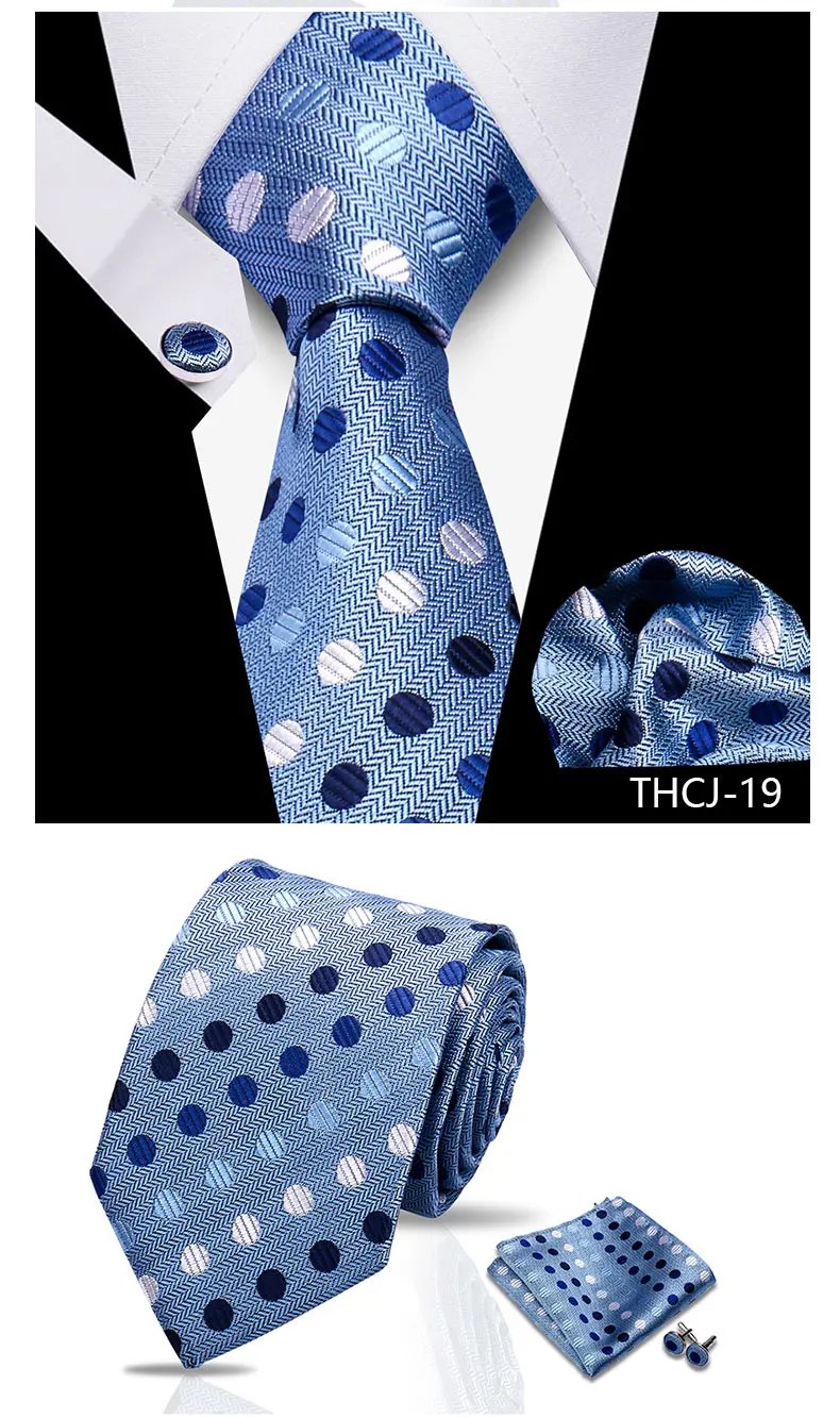 Krawatte Mann Luxus Business Krawatte Für Herren Manschettenknöpfe Einstecktuch Set 7,5 cm Krawatte Für Hochzeit Party Hemden Sets weiße Krawatten – Detail 19