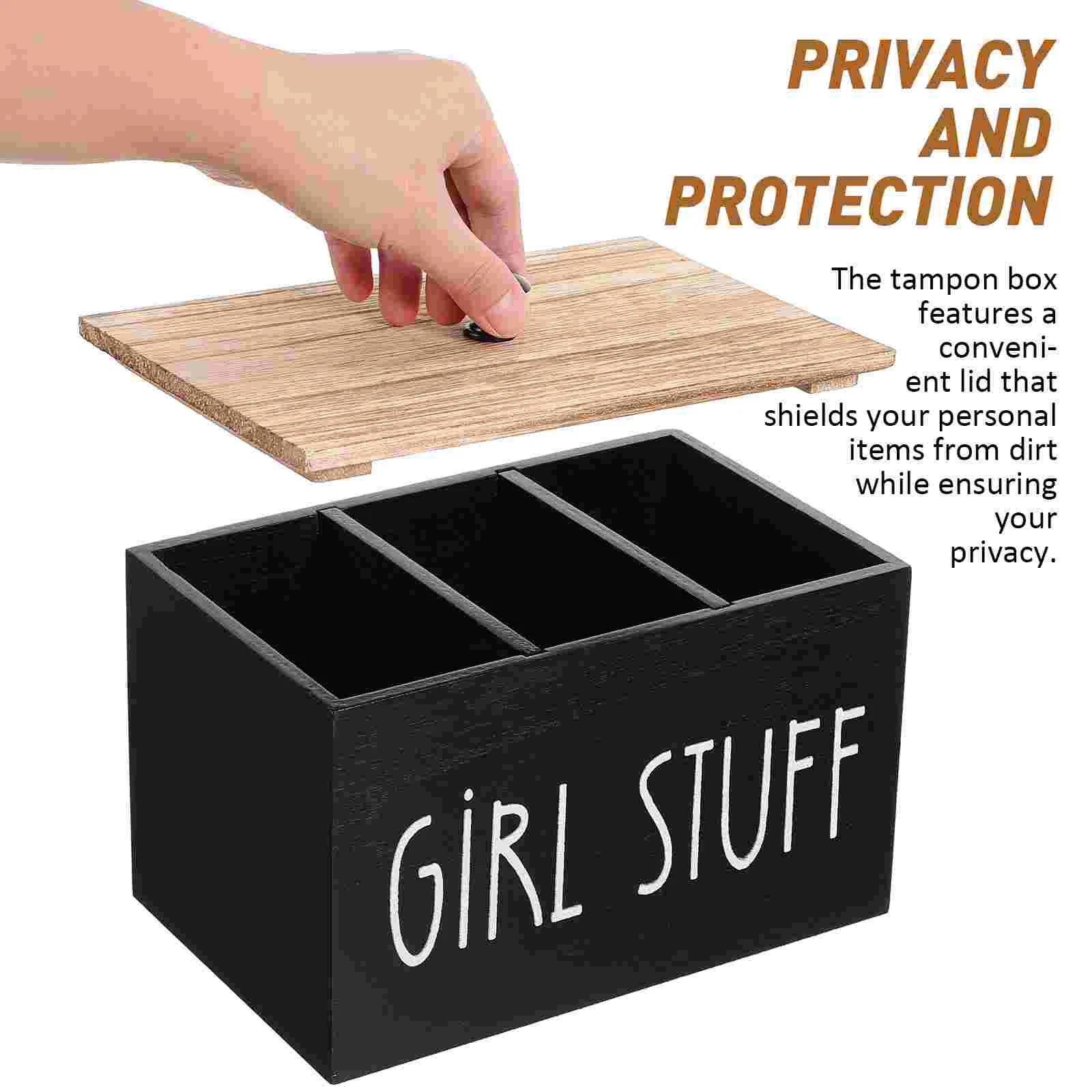 Wooden Tampon Holder Box Sanitary Napkin Storage Cotton Pads ganizer Feminine Product Case Bath Contain Shelves home storage box 2