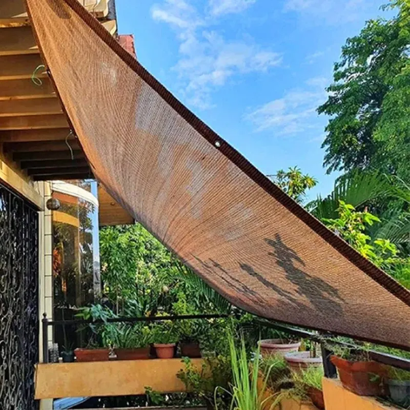 Anti UV Coffee Brown HDPE Sun Shade Sail Gazebo Sunblock Shade Cloth Sunshade Netting Terrace Balcony Screen Car Cover Sun Shade Sail