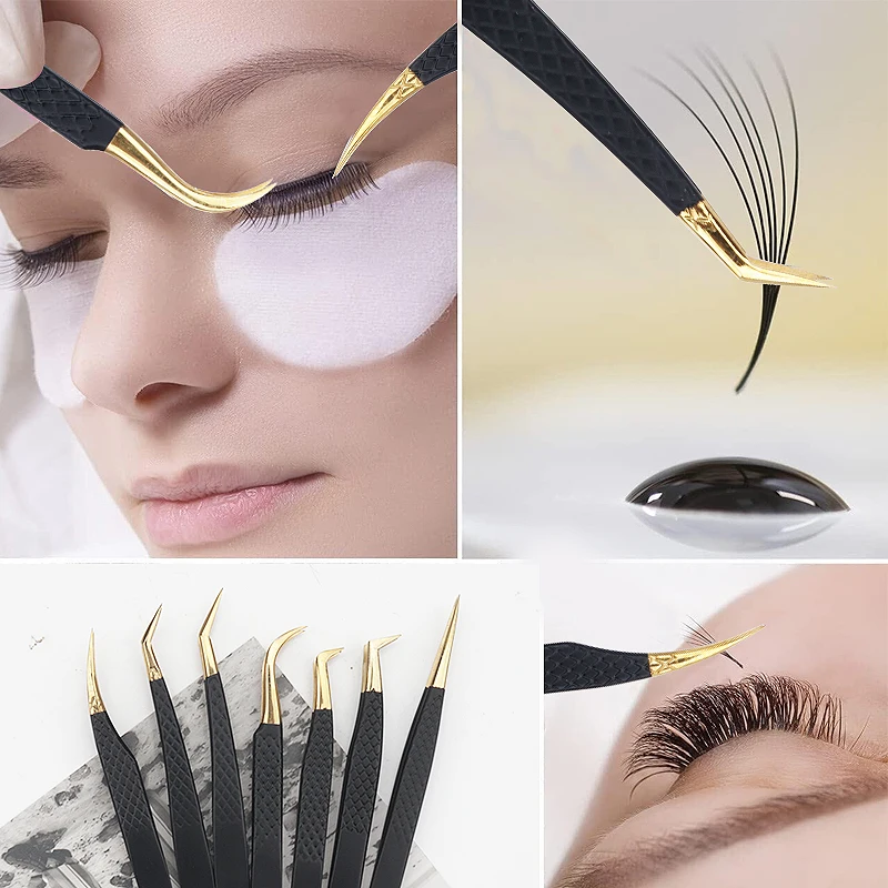 Eyelash Tweezers Industrial Tweezers 1Pc Anti-static Stainless Steel Eyelashes Tweezers Lashes Extension Supplies