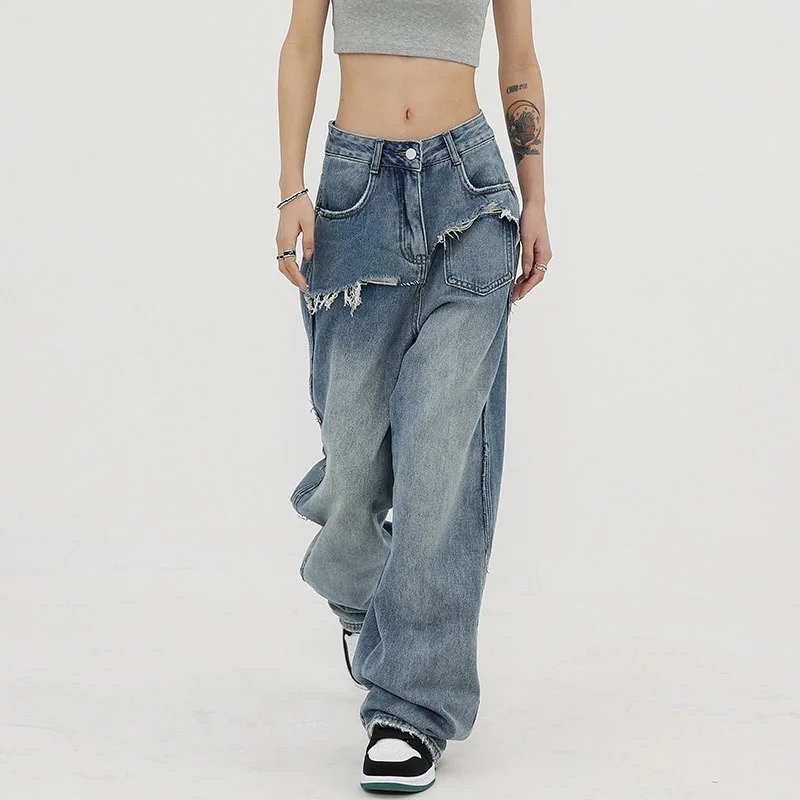 

Design Sense Retro Wide Leg Jeans Women's Spring/Summer 2023 New High Waist Straight Tube Floor Towers