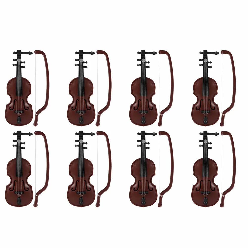 

8 Sets Mini Violin Dollhouse Xmas Models Desktop Decorations Decorate Musical Instrument Imitation Violins Abs Child Ornament