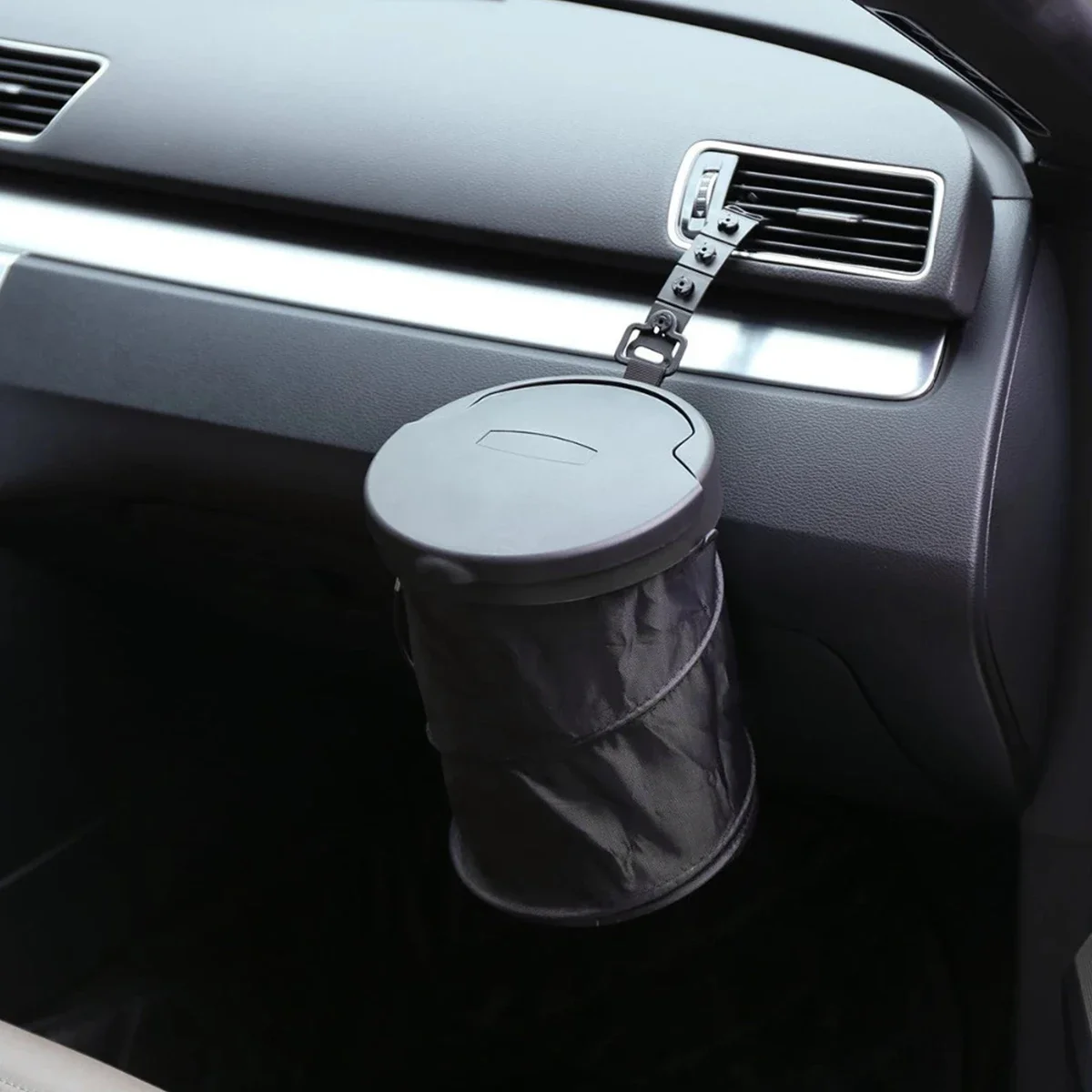 Car Trash Can Foldable Car Dustbin with Lid Leak-Proof Waterproof Trash Bin Hanging Washable Garbage Container Portable