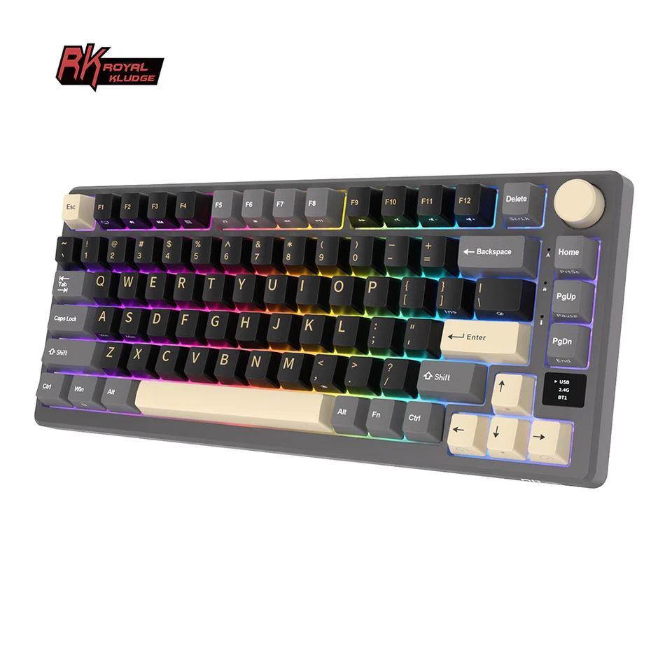 ロイヤルKLUDGE-RGBメカニカルキーボード,Bluetoothワイヤレス,USB-C g 