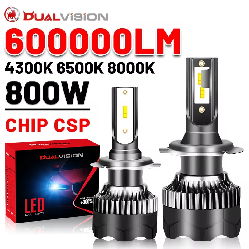Dualvision H4 LED H7 Canbus 600000LM 800W CSP Chips 4300K 6500K
