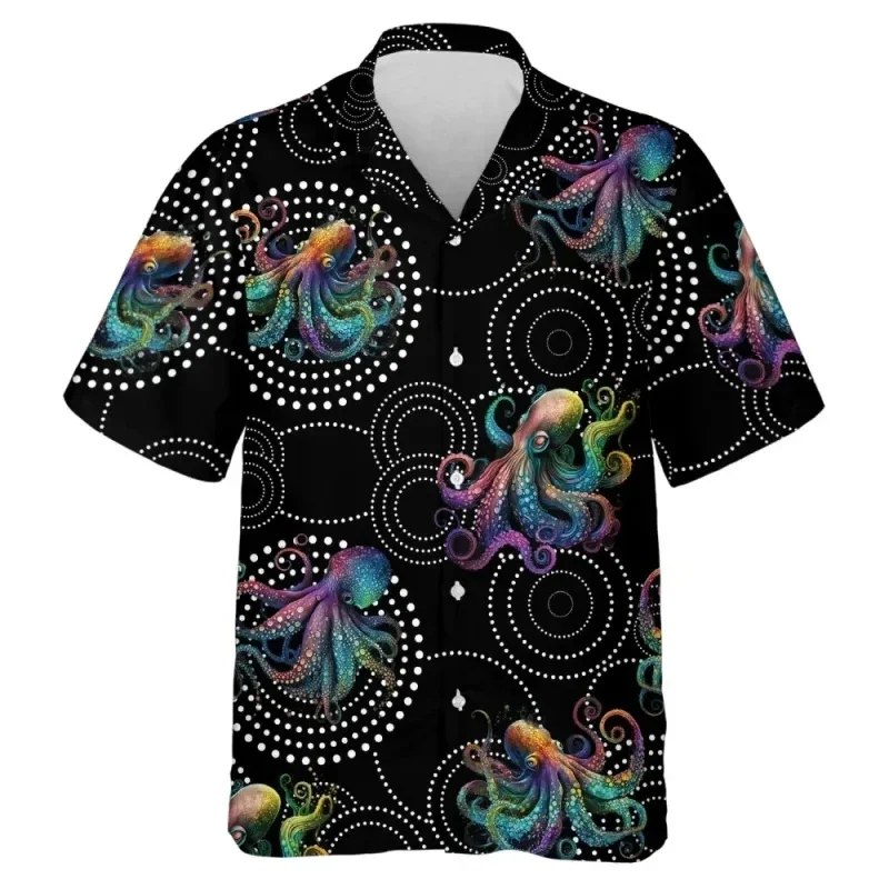 thumbnail image 1 of Camisas de verano para hombre 2024, novedad, con estampado 3D de tentáculos de pulpo, ropa con patrón creativo, camisetas de manga corta con solapa, 1 of 5
