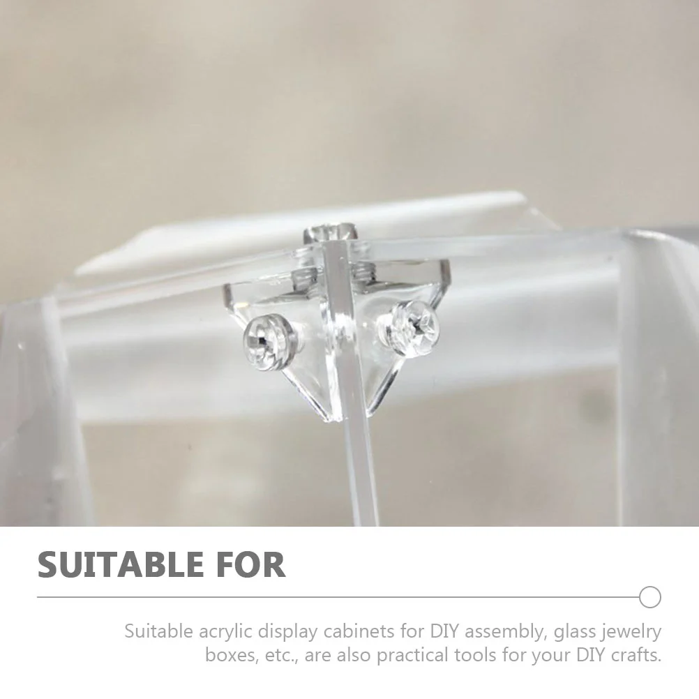Corner Guard Acrylic Display Case Connector Clear Showcase Hardware Supplies Brackets Stable Safety Holder 8pcs/Lot desktop bracket