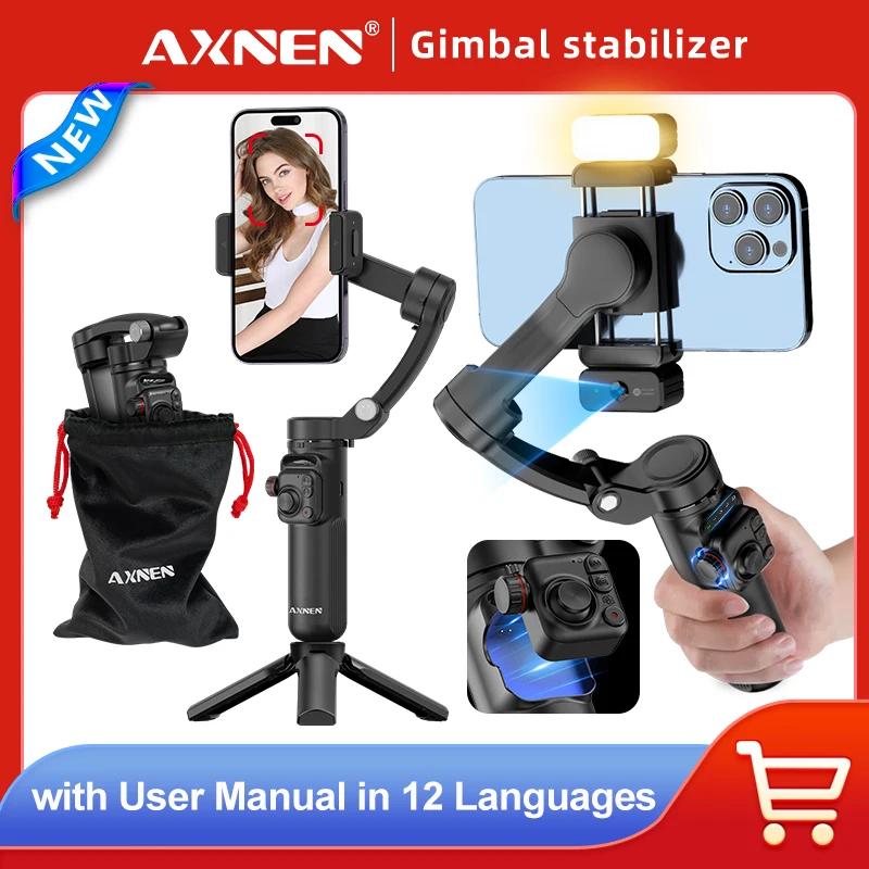 3-Axis Vlog Stabilizer Handheld Mobile Phone Gimbal Face Following Video Stand with Magnetic Remote for Photography Kit