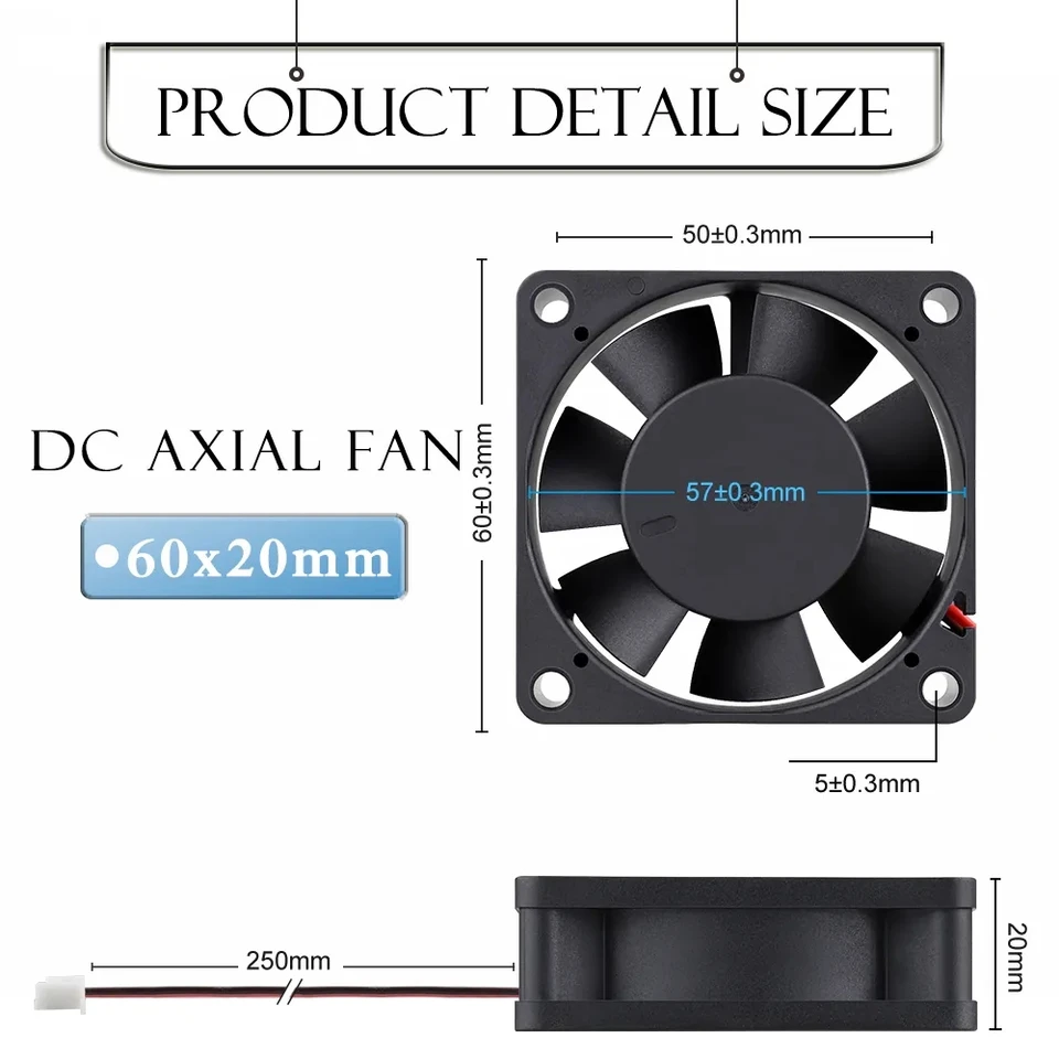 WINSINN DC 60mm ventilator 24V 6025 dubbele kogellagers 24 volt